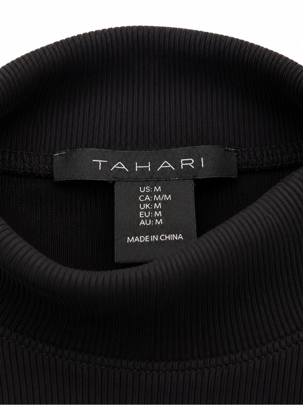 Tahari Black Ribbed Mock Neck Sleeveless Top Stretch Knit Medium Classic - Picture 3 of 4